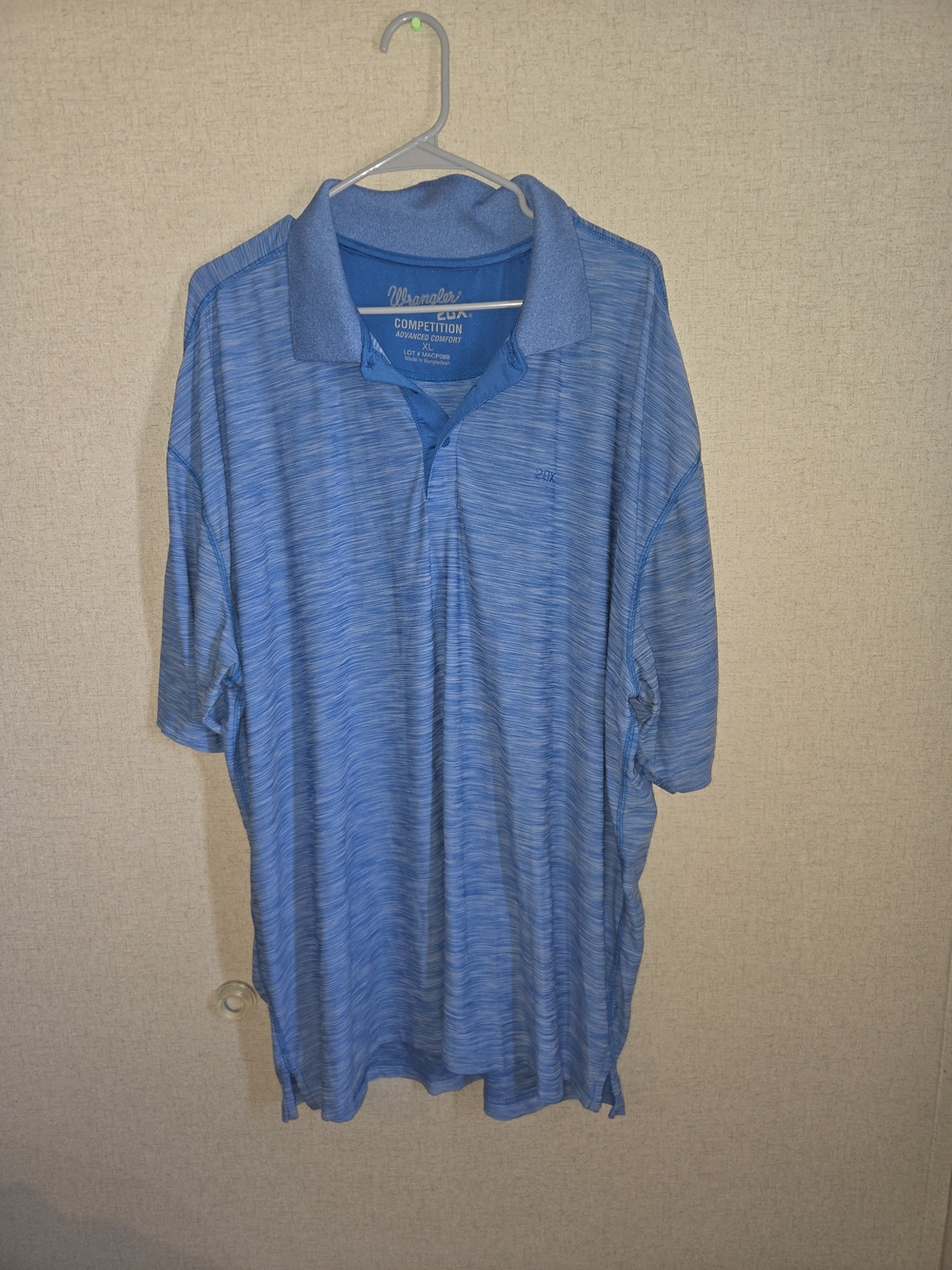 Wrangler Light Blue Heather Performance Polo Xl